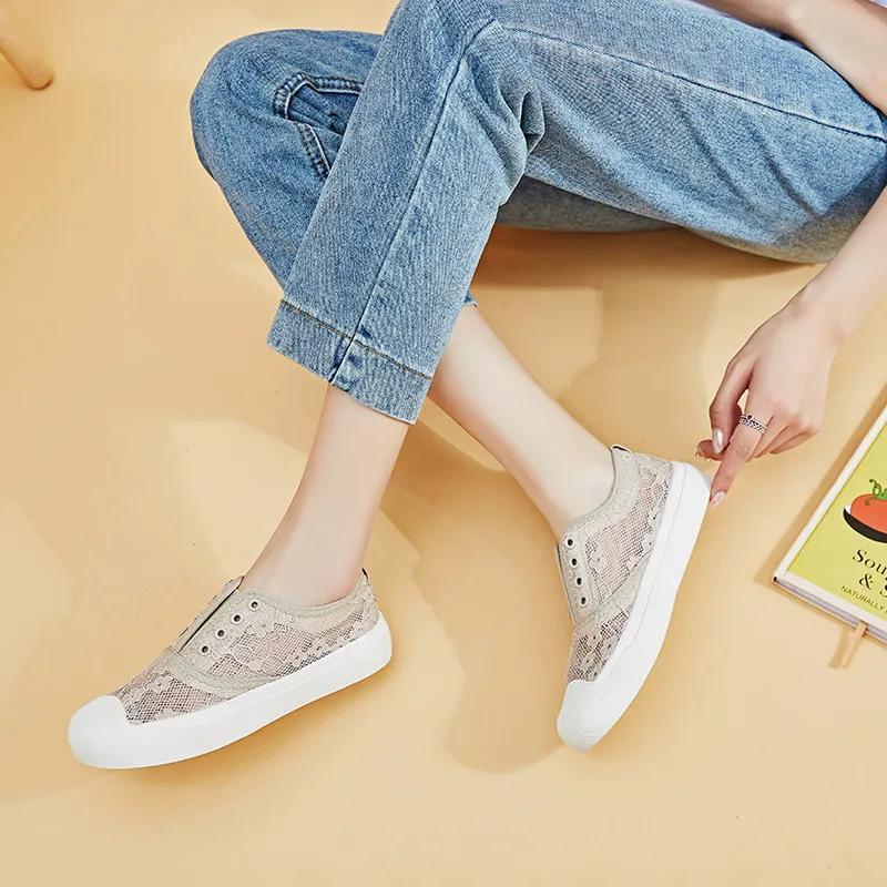 春款透气蕾丝懒人鞋,蕾丝亚麻懒人鞋