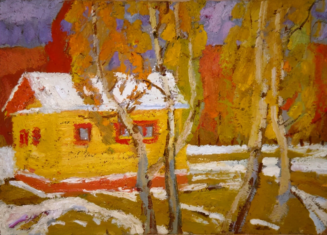 油画色彩风景,简单的风景画作