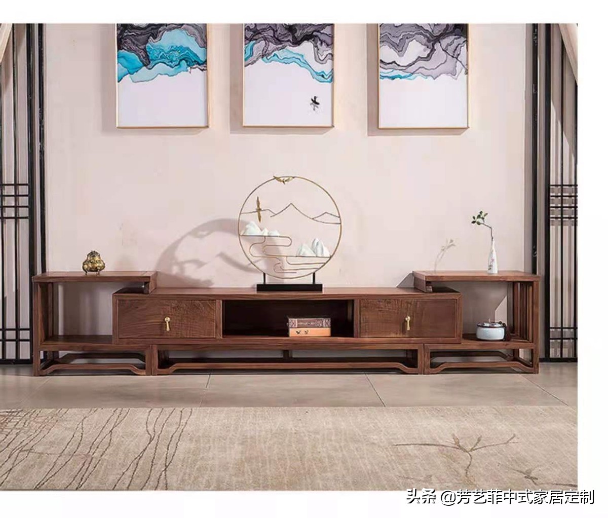 新中式家具客厅布置,新中式家具打柜子效果图