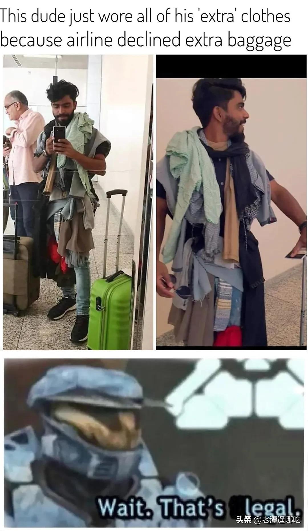 为了省下行李超重费，我穿了18条*裤内**