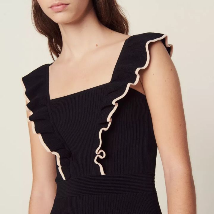 sandro18款小黑裙,法国轻奢女装sandro