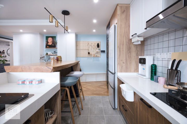 一字型厨房怎么设计高低台,厨房橱柜高低台设计效果图