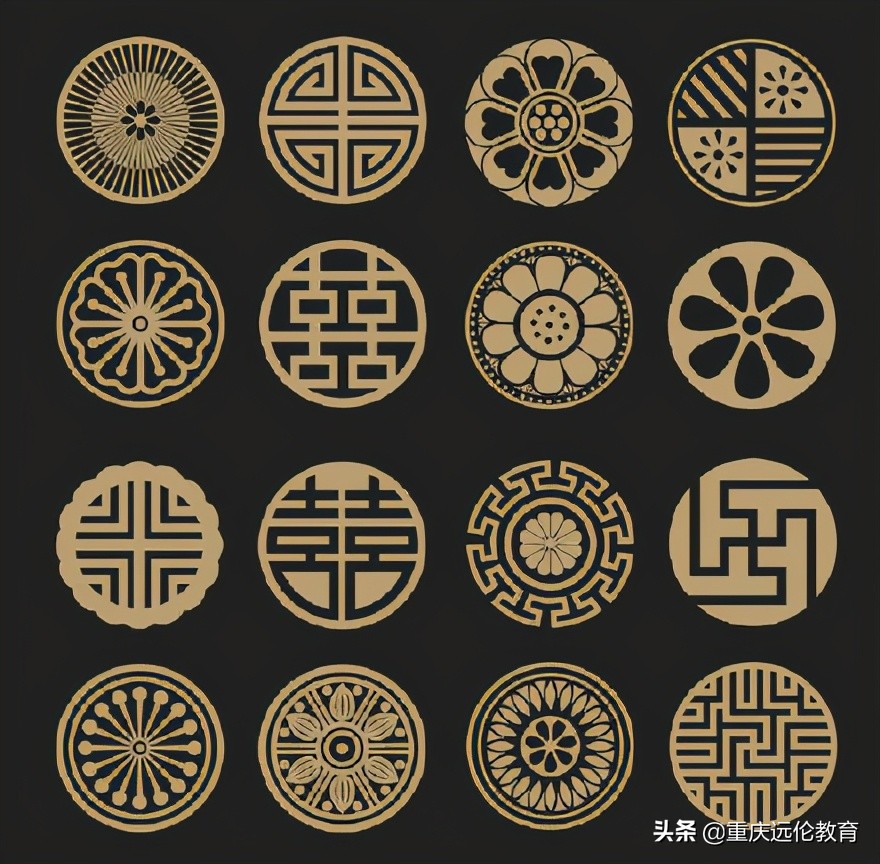 中国风吉祥花边白描图,中国风纹样绘画100例