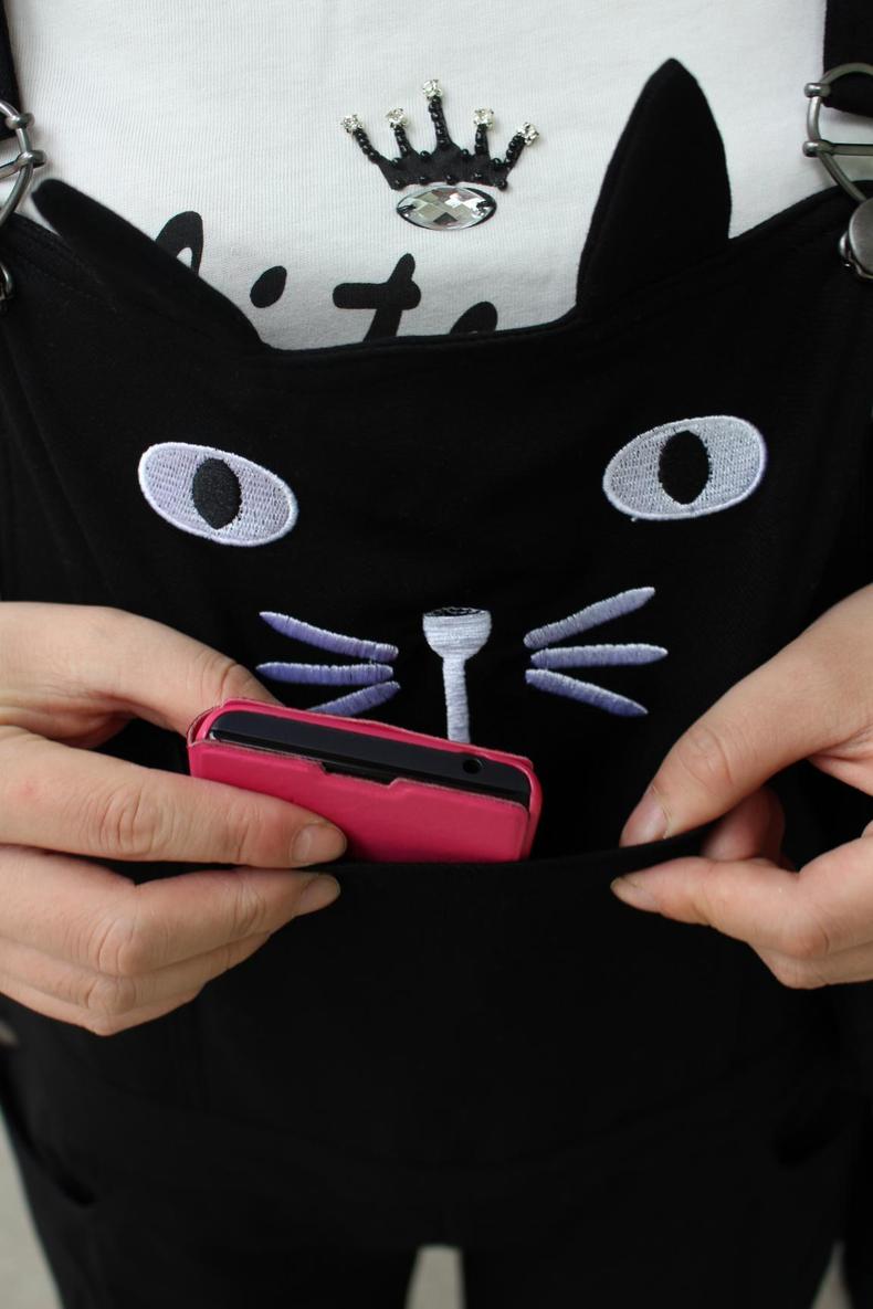 「验货实拍」猫头刺绣背带裤