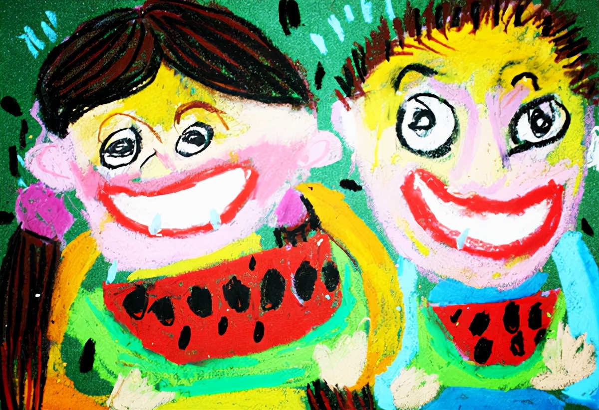 幸福小康美好童年主题儿童画,儿童画记录美好生活