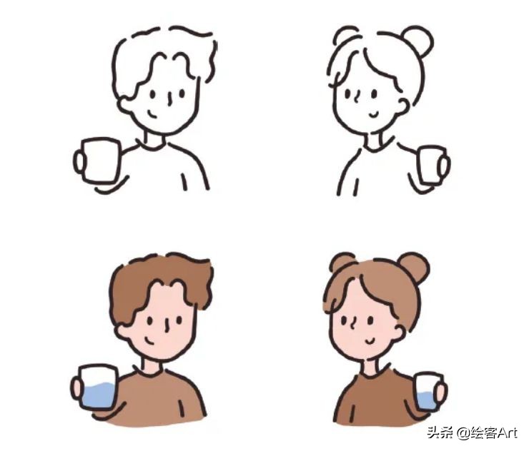 手绘画情侣头像ins高级质感,情侣头像双人ins高级质感手绘