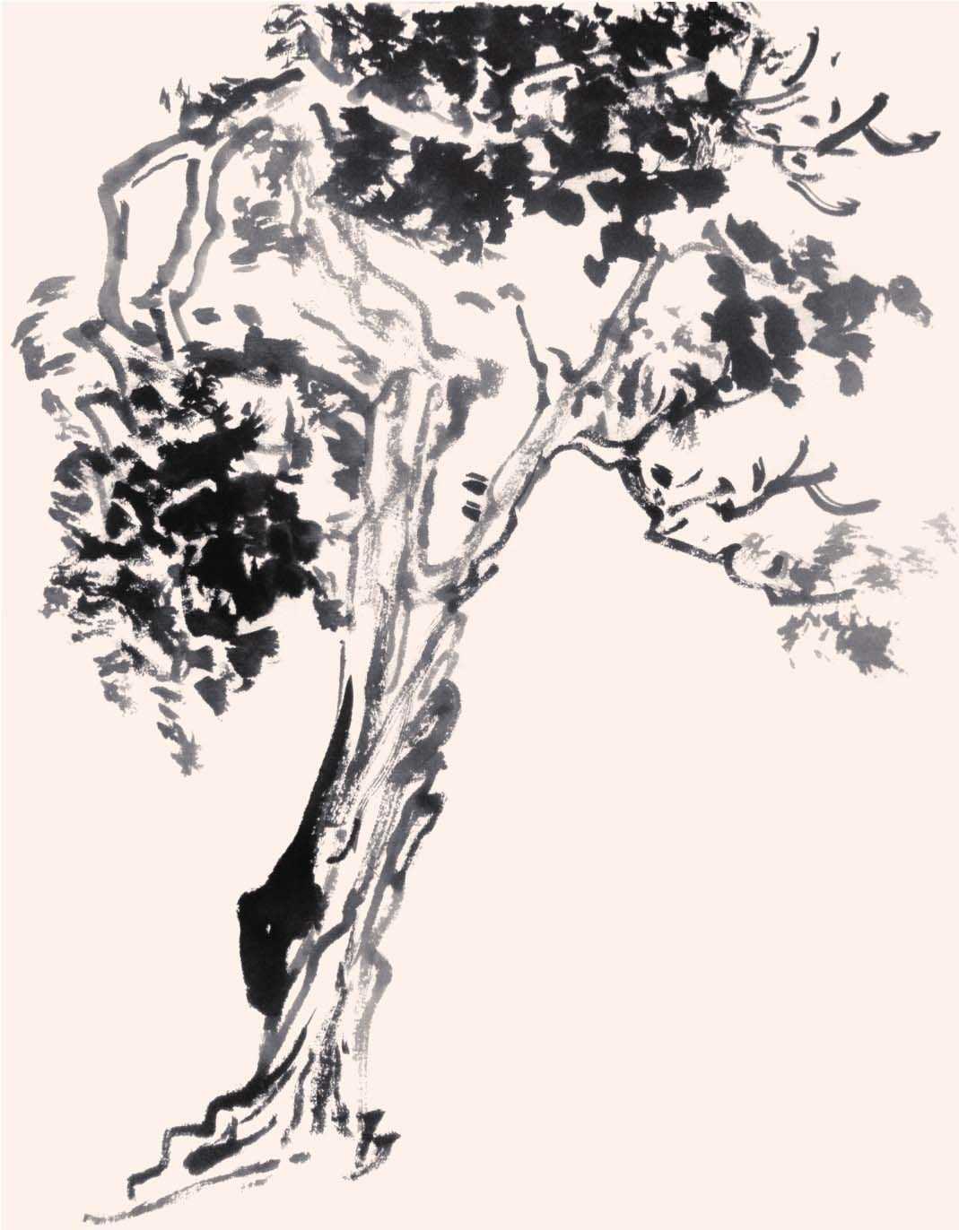 国画画树时的使转用笔方法,国画教程画树入门