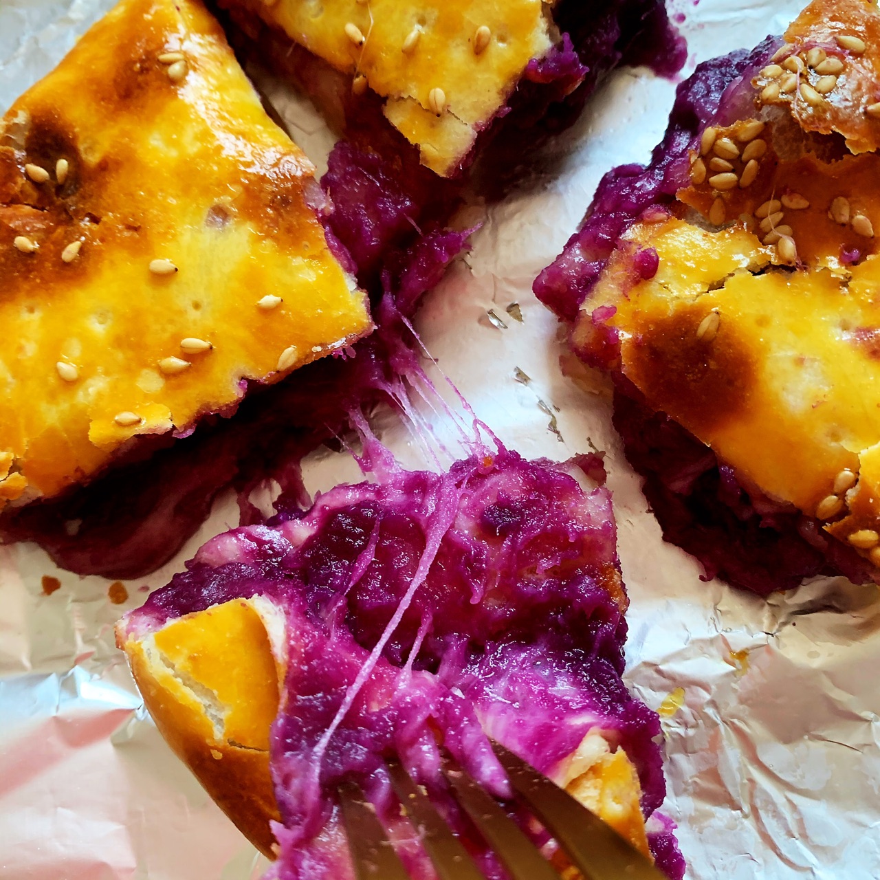 完美拉丝版【爆浆紫薯芝士】的做法+配方，奶香浓郁，色香味俱全