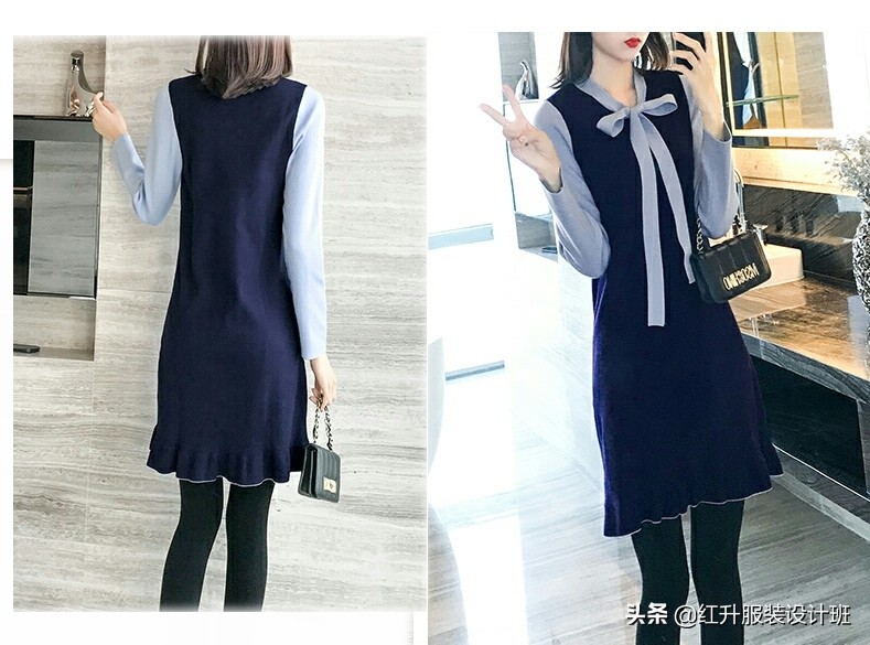 长袖针织连衣裙扭结裁剪纸样大全,圆领连衣裙的裁剪视频教程