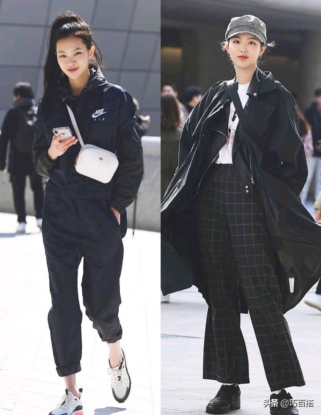 韩国美女明星夏街拍穿搭,韩国时装周潮人牛仔外套街拍