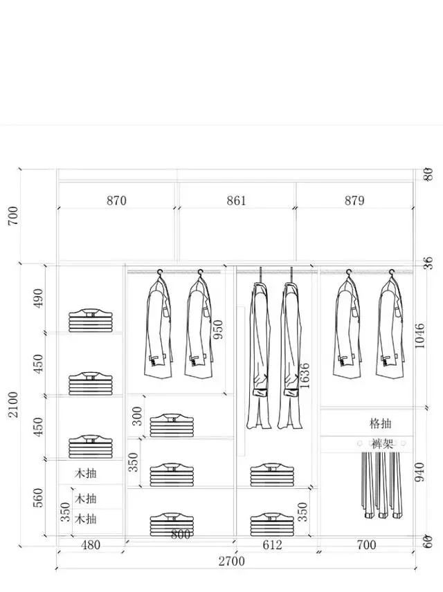 零基础怎样出衣柜结构图,各种尺寸衣柜布局尺寸图