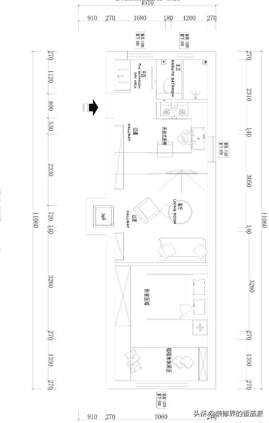 老公房40平一室改两室户型图,40平老公房一字型直筒改复式设计