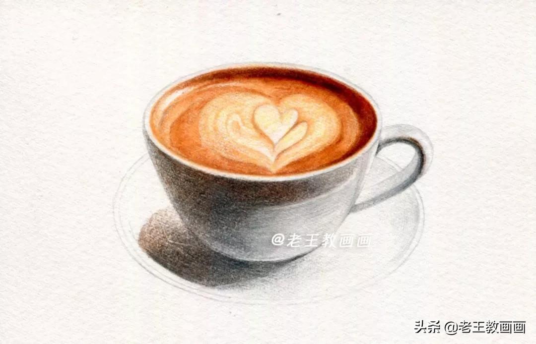 用水溶彩铅画一幅画,画拿铁咖啡彩铅有难度