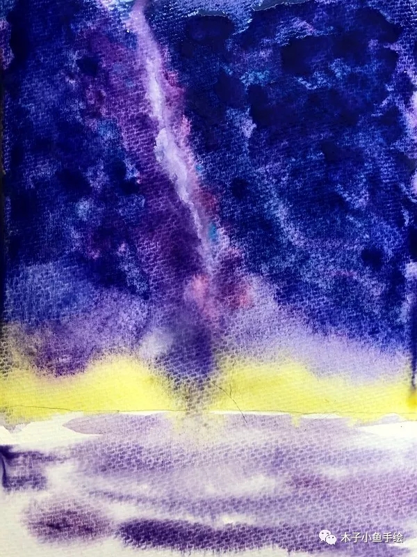 紫色粉色星空画画教程,水彩画紫色星空