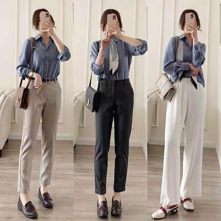 职场女夏季干练长裤穿搭,职场气质干练御姐范女装长裤
