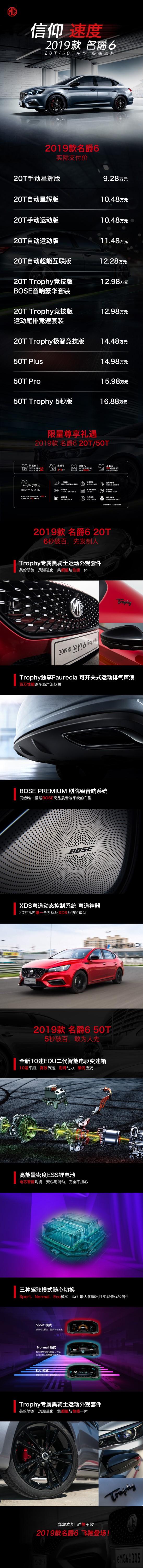 信仰速度！2019款名爵620T、50T售价9.28万起