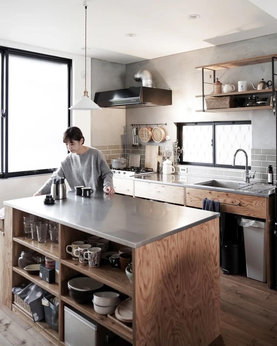 高颜值不锈钢台面橱柜,不锈钢大理石橱柜