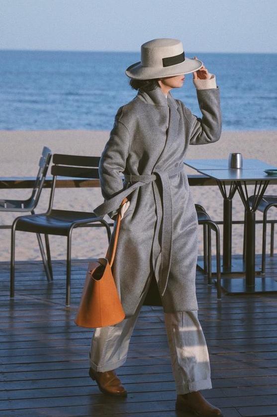 三木冬装搭配腰带,大衣穿搭显高指南