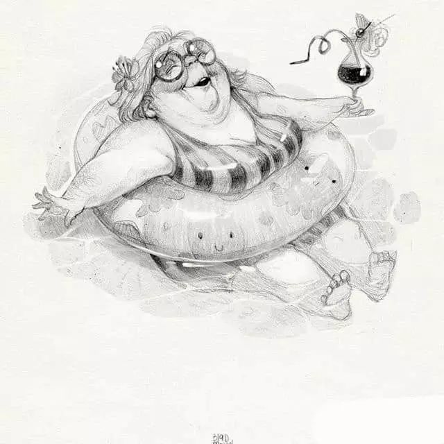 画动漫人物黑白插画素描,看似荒诞而有创意的素描插画