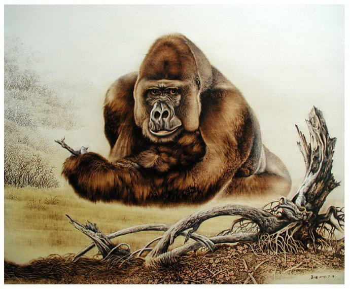 田玉田烙画动物作品欣赏,田玉田烙画多少钱