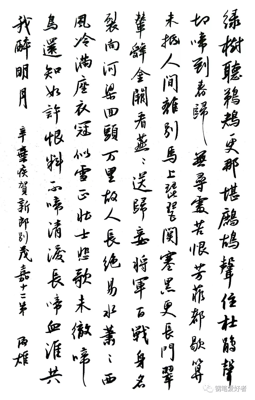 辛弃疾钢笔字作品欣赏,钢笔字帖辛弃疾破阵子