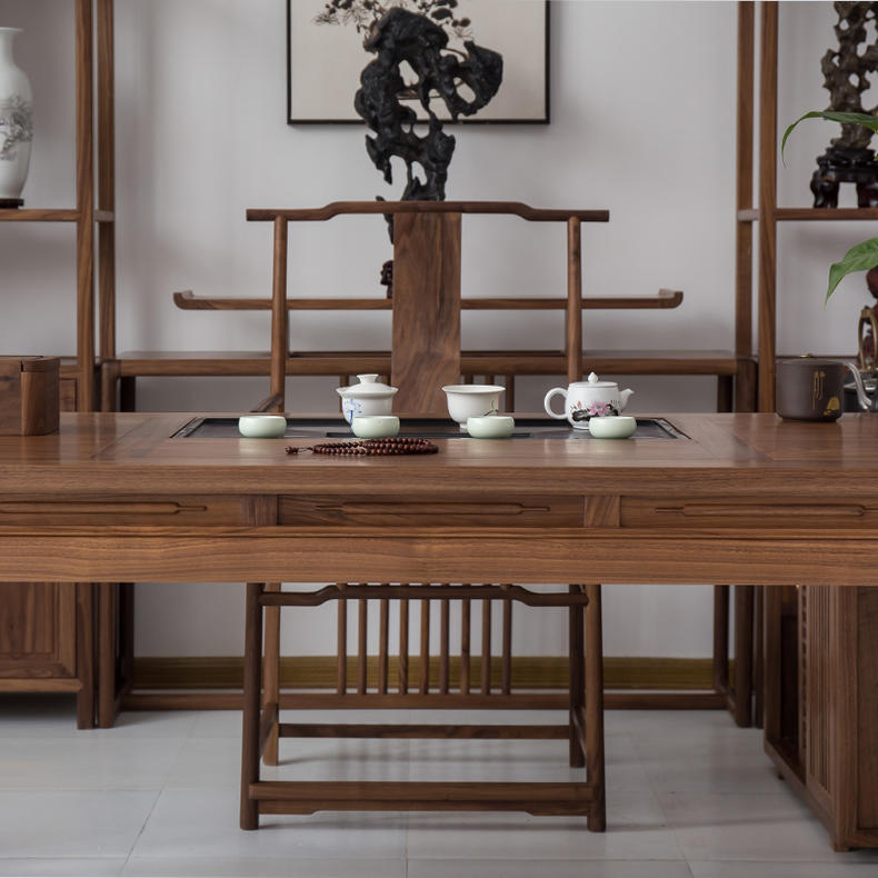 新中式茶桌椅组合现代简约禅意,现代简约茶室茶桌椅