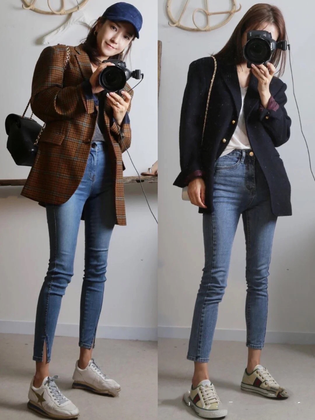 日系风格韩国小姐姐穿搭衣服,韩国西服女时尚穿搭