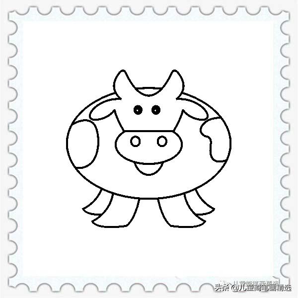 奶牛在吃草怎么画简笔画,如何画一只可爱的奶牛简笔画