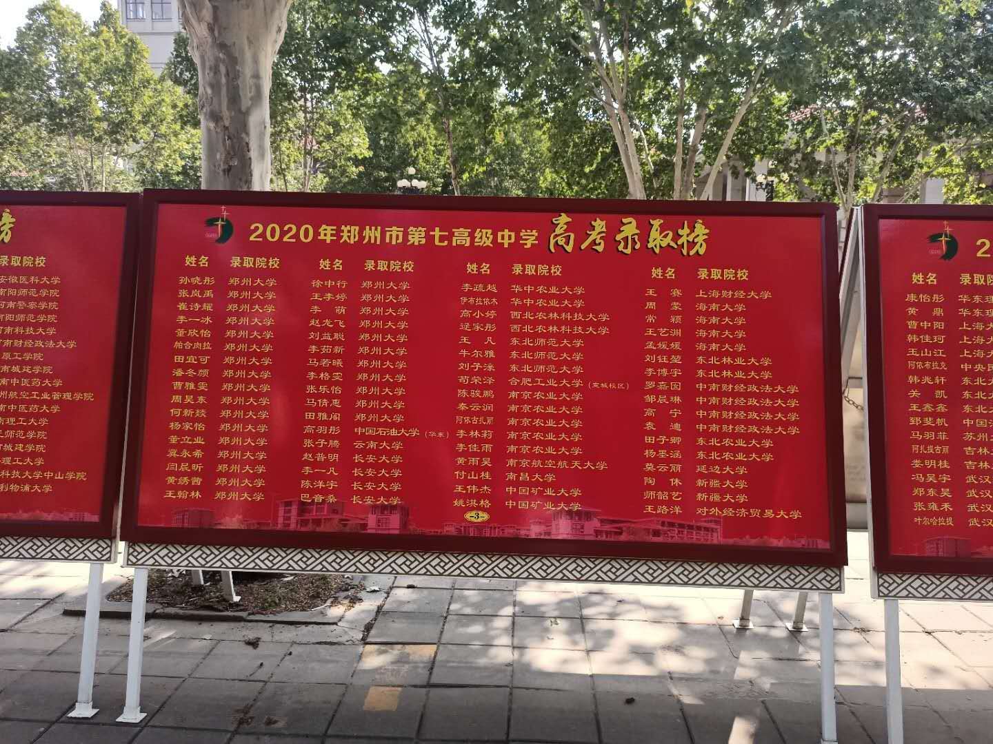 郑州七中2020届高考成绩分析及小三甲、文博四校成绩比较