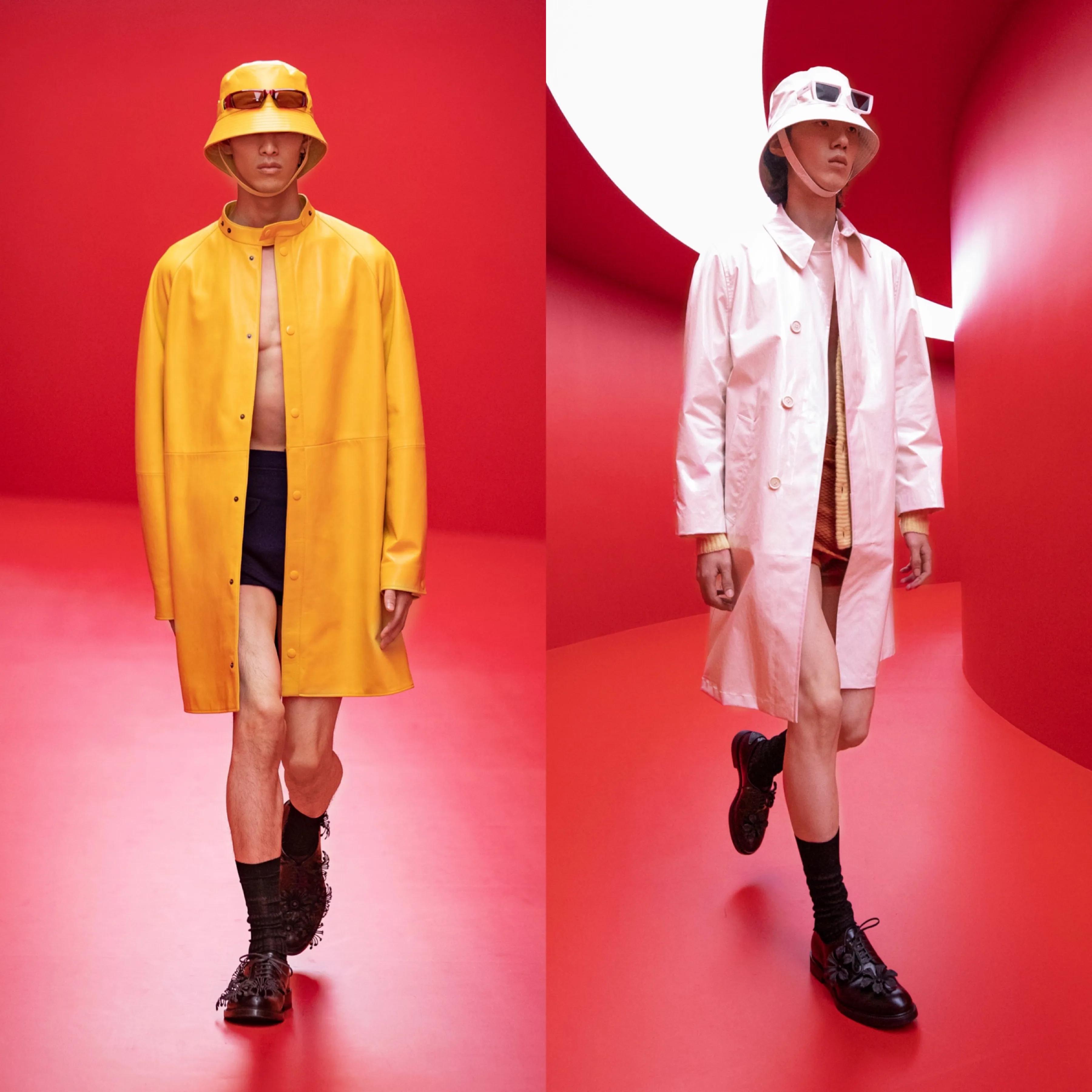 「Prada2022春夏男装」男装也内卷了，露大腿穿短裙真空上阵