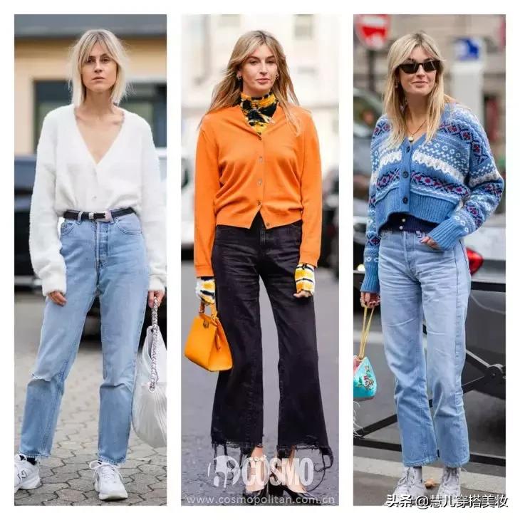 针织开衫加阔腿裤春,黑色v领针织小开衫搭配阔腿裤