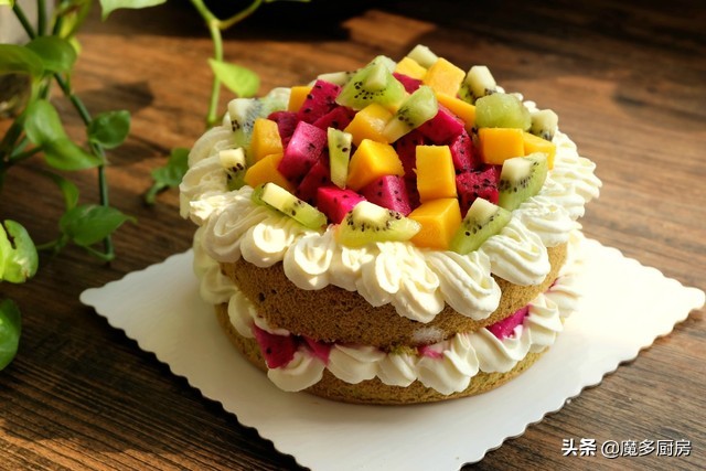 不加蛋糕胚的水果奶油蛋糕做法,8寸戚风奶油蛋糕做法不塌陷