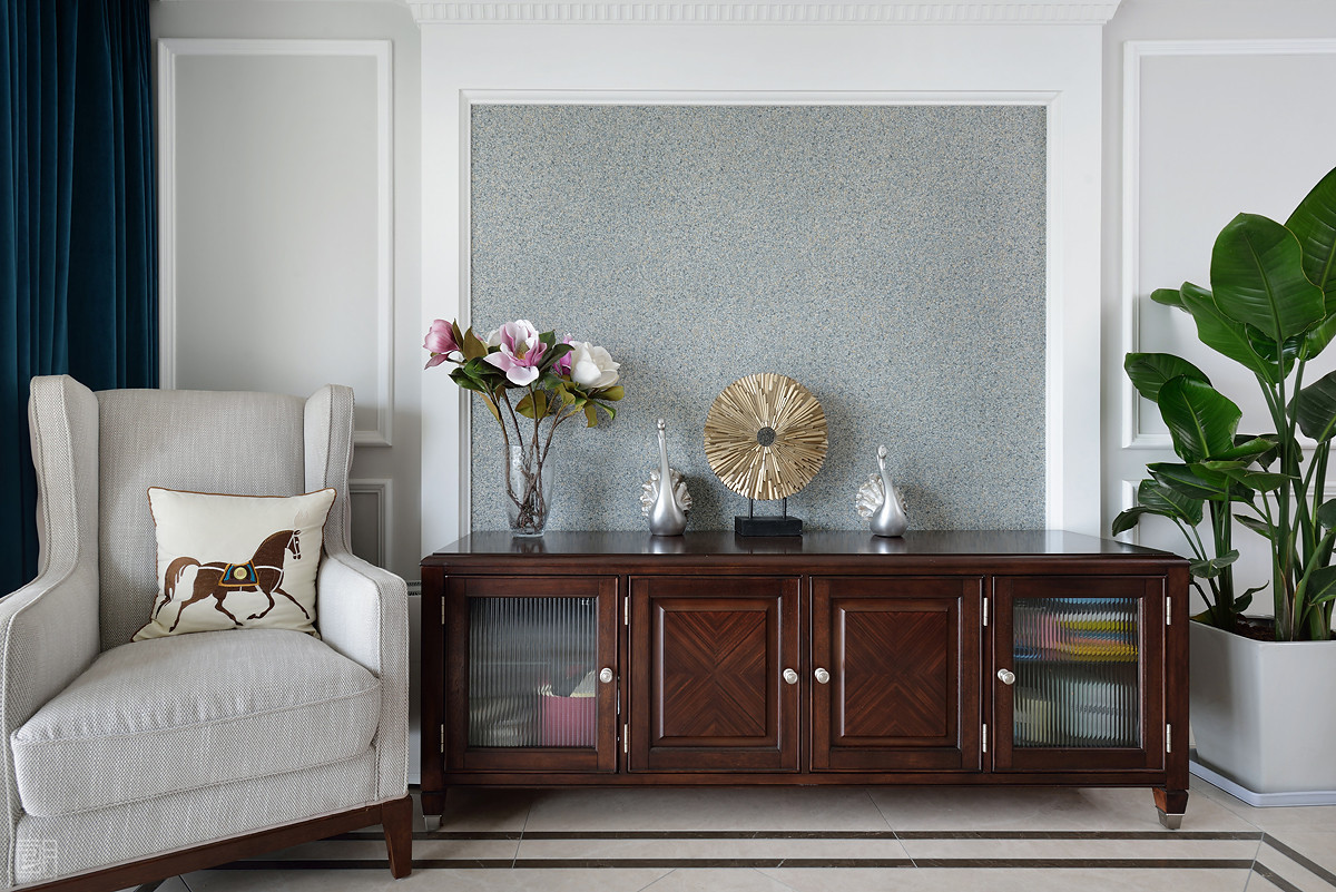 135平方米美式3房2厅精装修效果图,110平的美式风格三居清新优雅