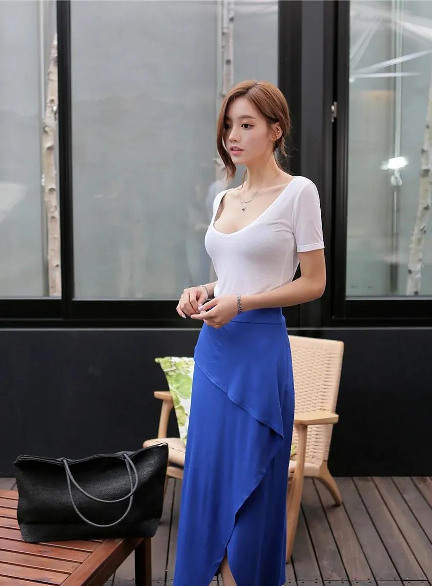 孙允珠蓝色波点连衣裙,孙允珠夏日长裙