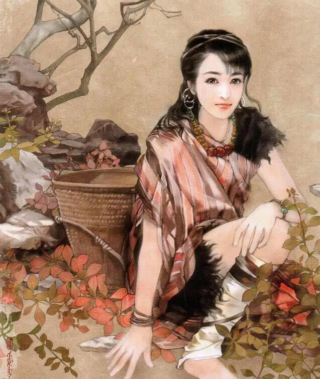 五十六个民族五十六枝花画,五十六个民族人物画高难度