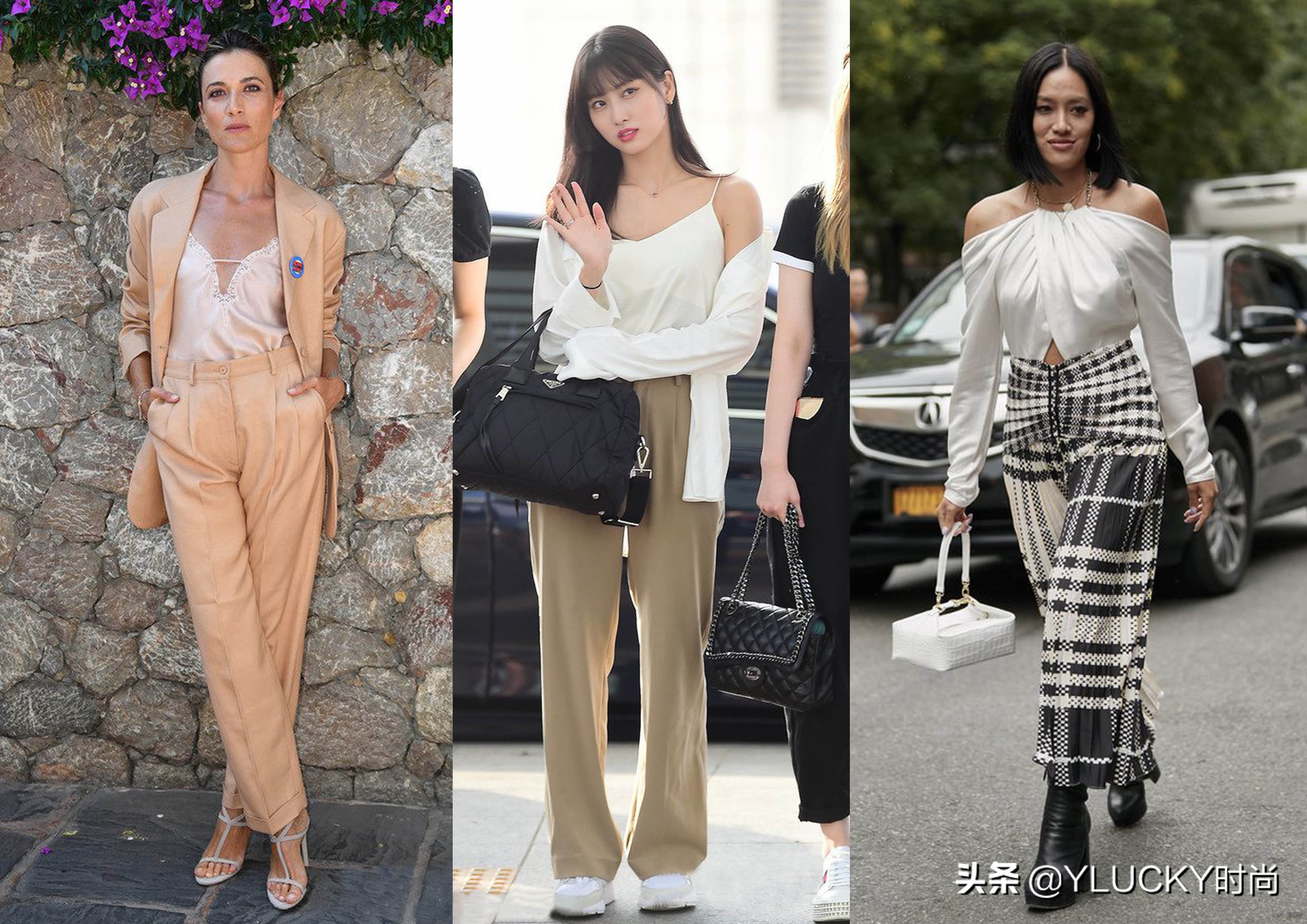 季节过渡，缎面单品气质的款式，简约时装范出门