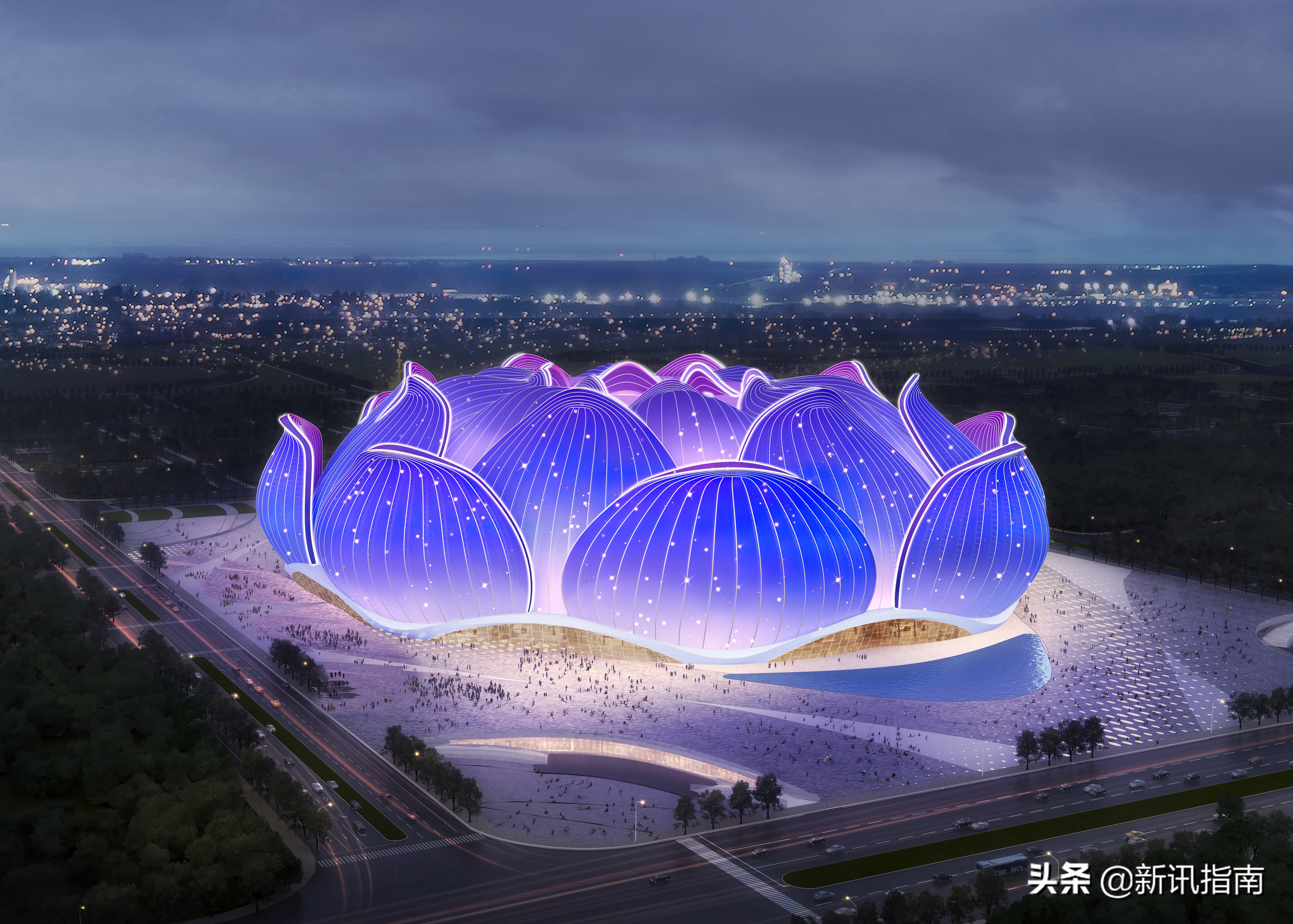 广州恒大足球场荷花造型,恒大足球场效果图最新