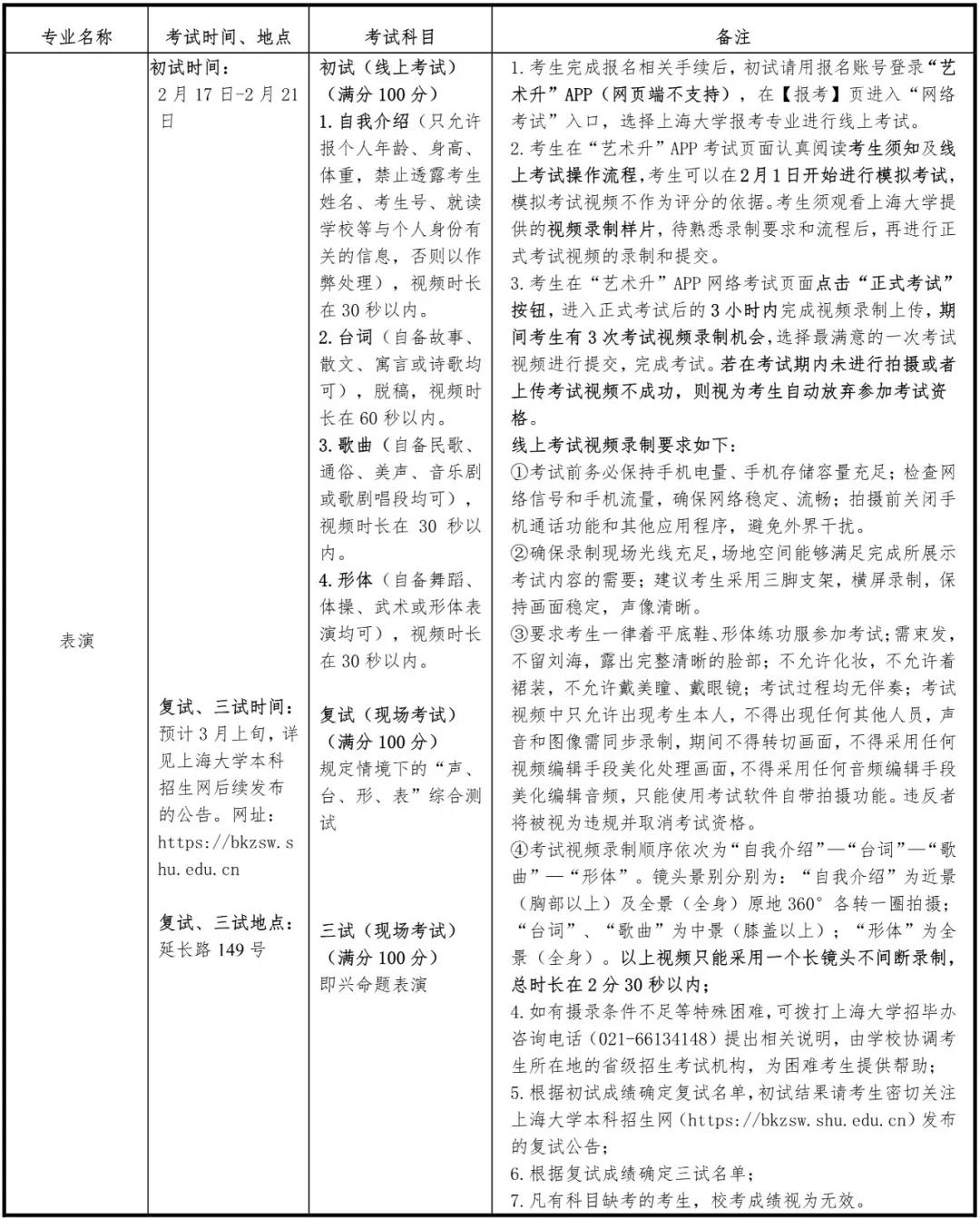 上海大学2021年艺术类本科专业招生简章