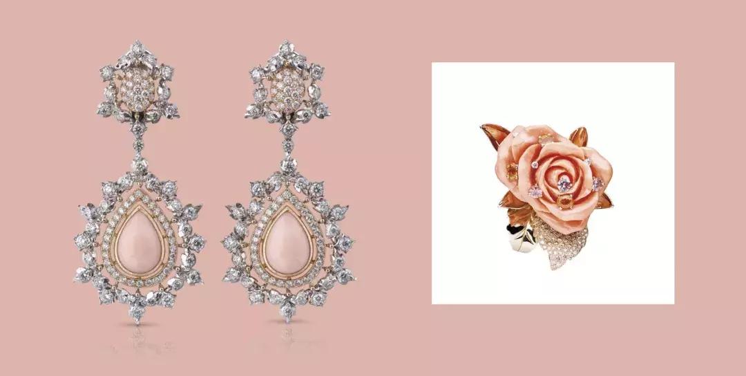 粉色珊瑚珠宝,珊瑚彩色珠宝