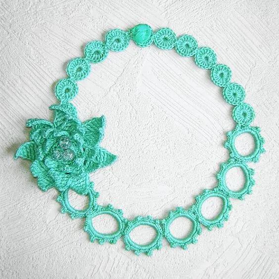 毛线钩织项链配饰教程,毛线钩织各种款式项链视频教程