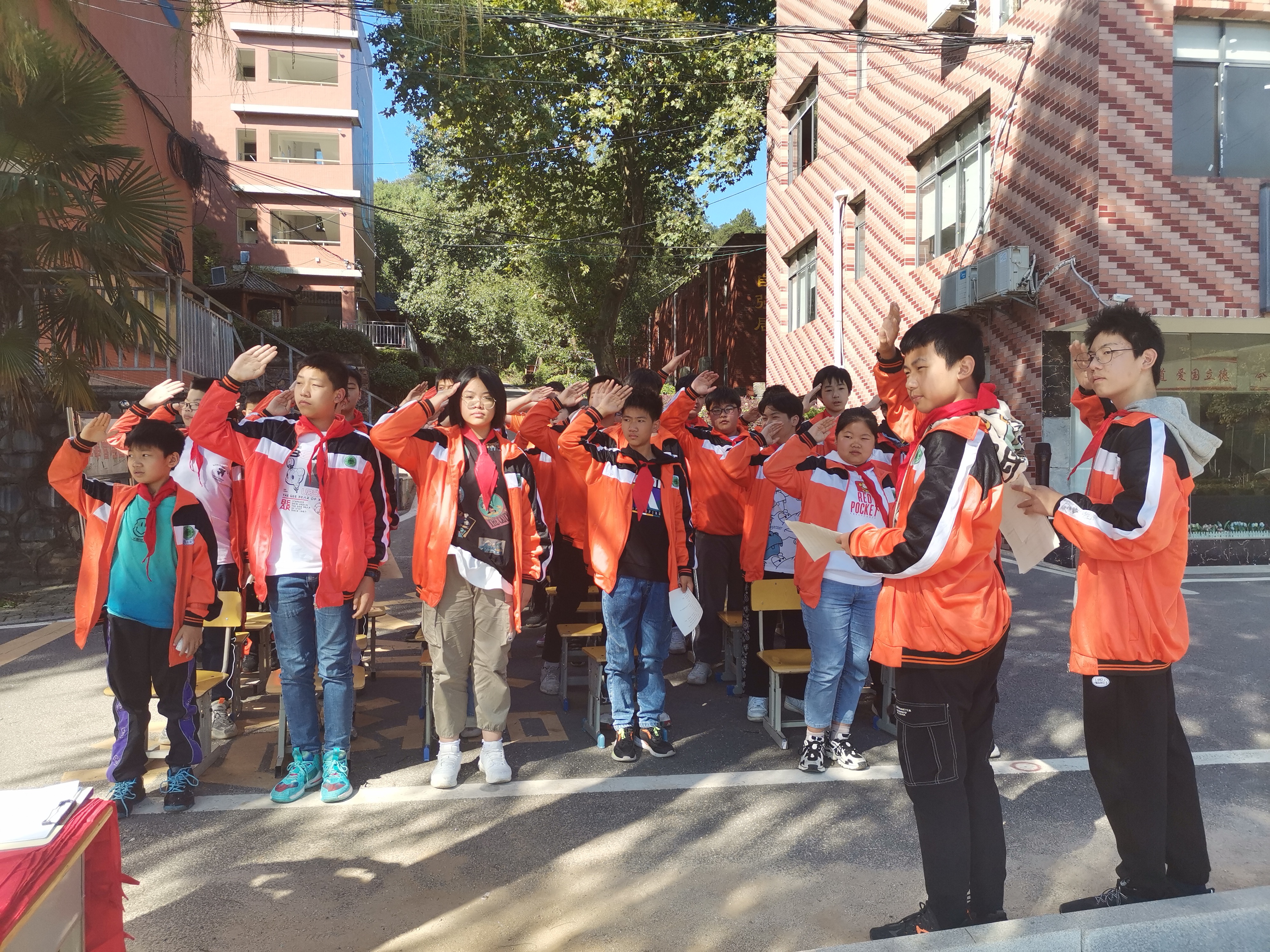 国旗红领巾队旗,队旗飘扬