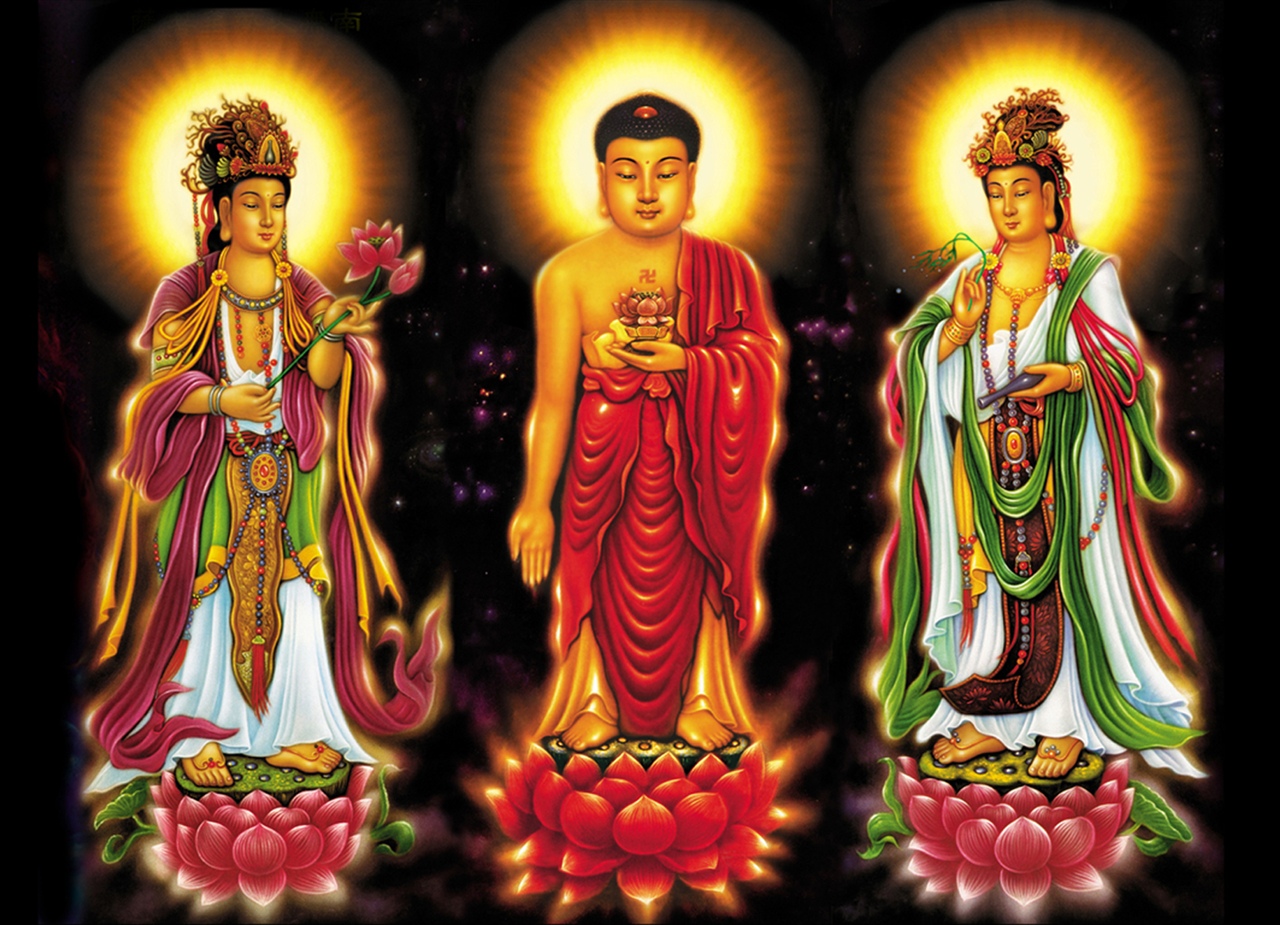 西方三圣是指阿弥陀佛图片,佛教西方三圣阿弥陀佛像
