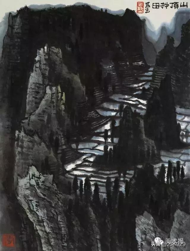 国画山水名家名段欣赏李可染,李可染画逆光山水一绝后附视频