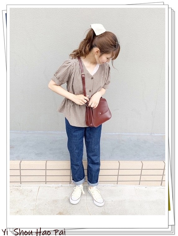 夏季格子衬衫搭配50岁,新款格子衬衫时尚潮流穿搭