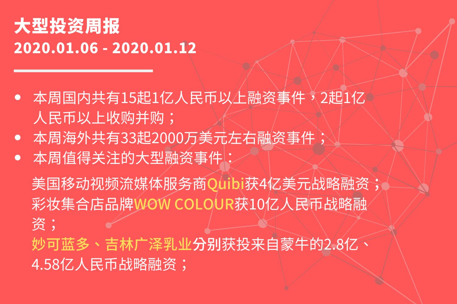 投资周报,quibi美元融资