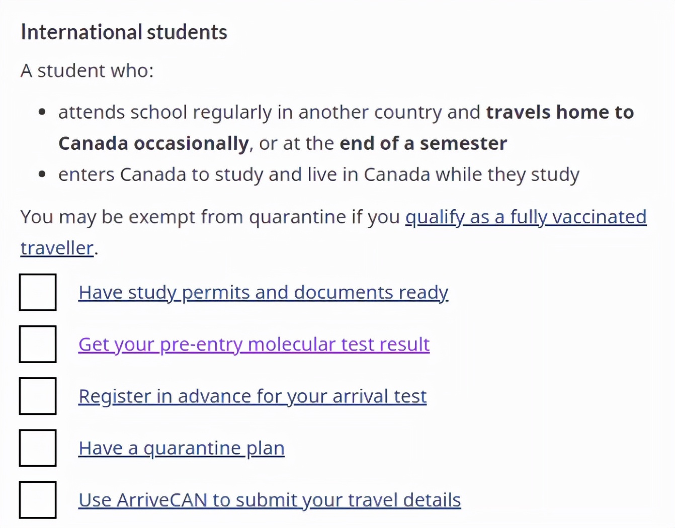 各国留学生入境加拿大条件,加拿大中国留学入境最新规定