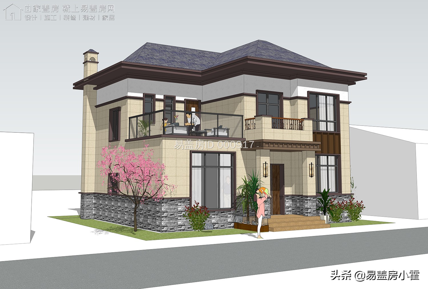 农村自建房2层欧式别墅设计,面宽10米欧式风格二层小别墅