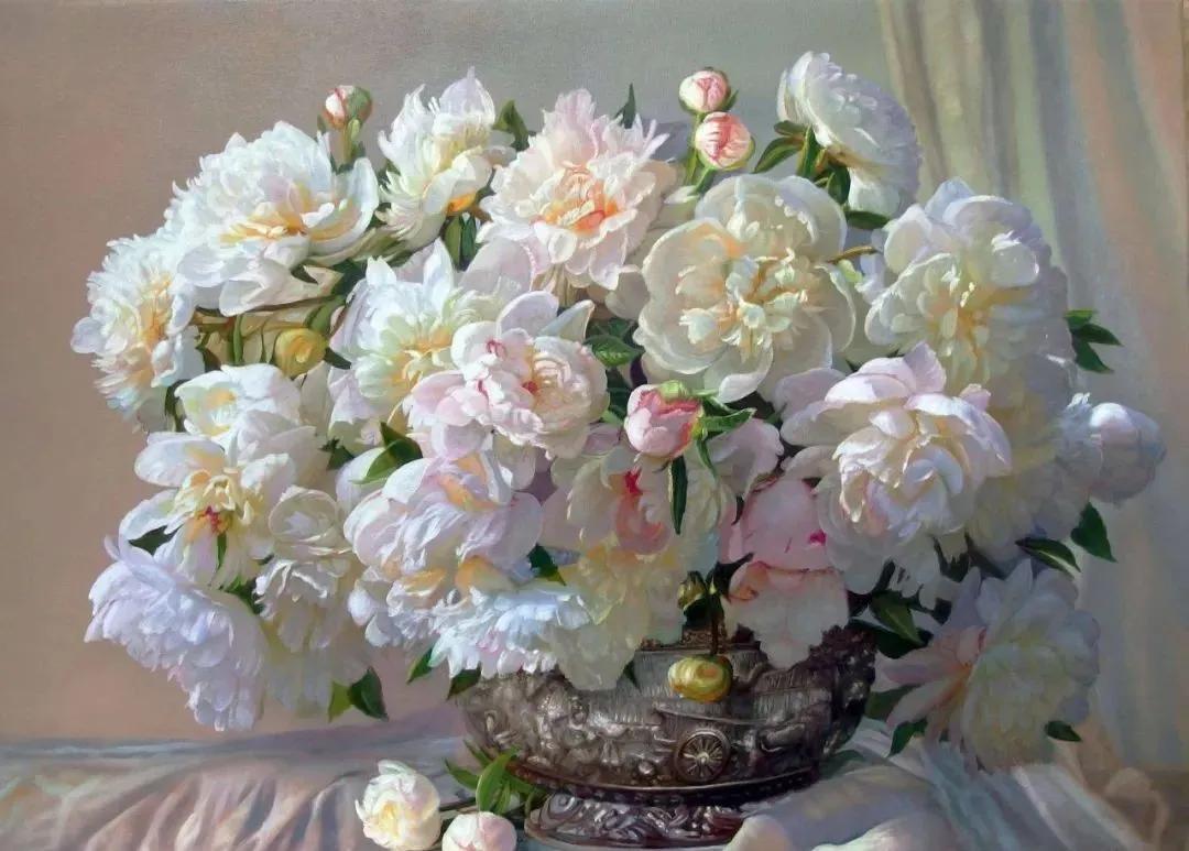 世界著名大师花卉油画,油画漂亮风景画
