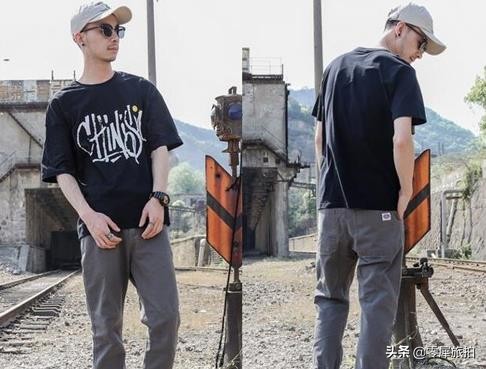 男生哈伦裤搭配白色短袖图片,白色长袖宽松t恤搭配哈伦裤