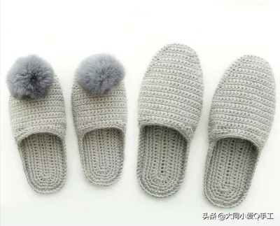 拖鞋纯手工编织幸福一家人教程,钩针毛线拖鞋棉鞋编织教程全过程
